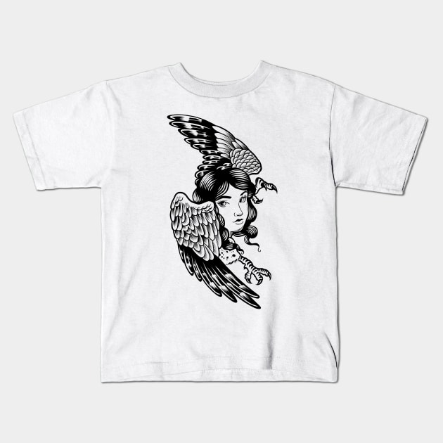 Flying woman Kids T-Shirt by Adorline